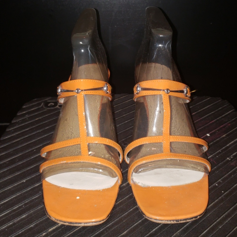 Orange Kitten Heels Sandles